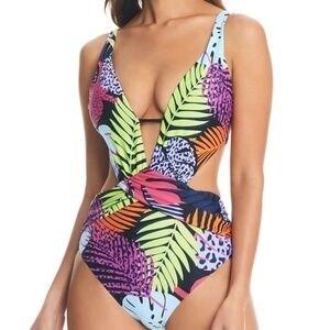 Bar III. Women's Palm Prowl Cross-Front Monokini.